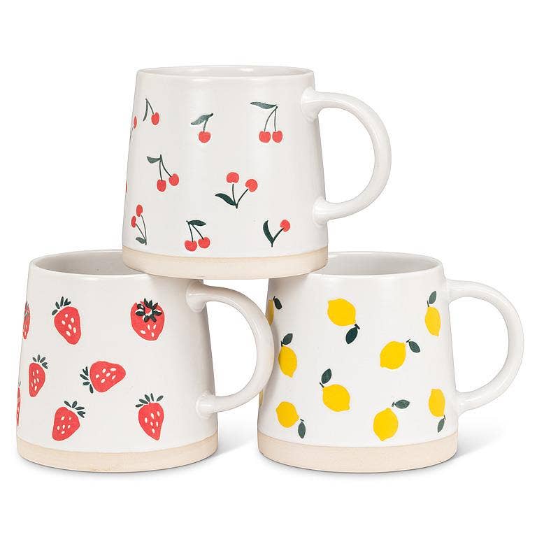 Wide Base Mug with Strawberries-3.5"H(14oz)- Abbott