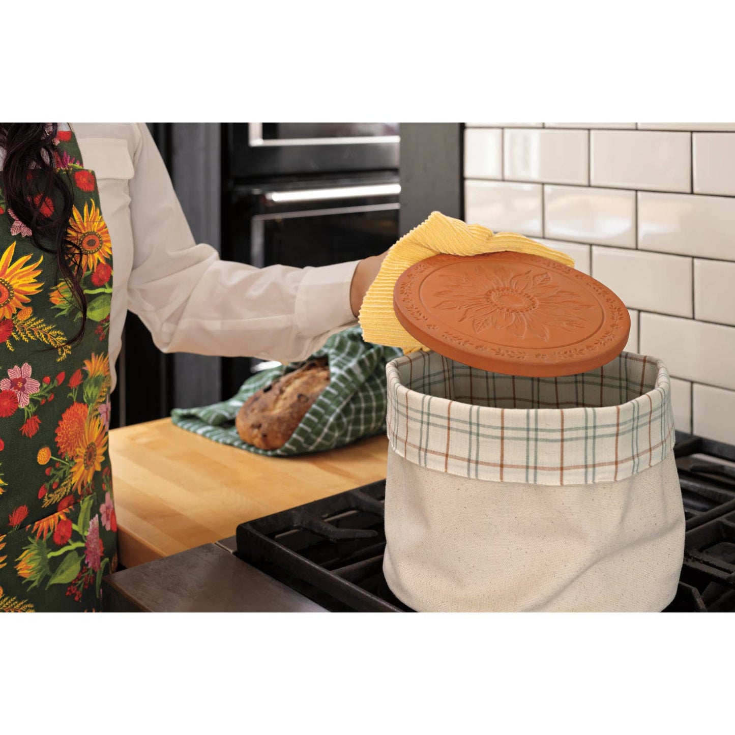 Sunflower Splendor Terracotta Bread Warming Stone - Now Designs by Danica
