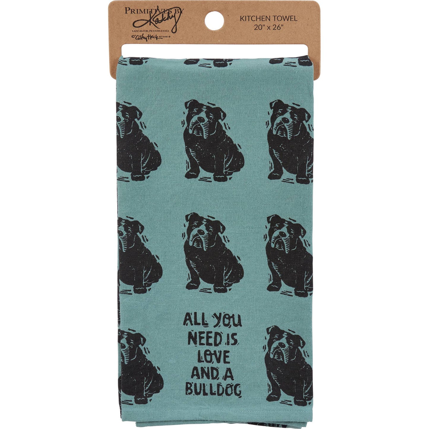 Love And A Bulldog Kitchen Towel - Primitives by Kathy