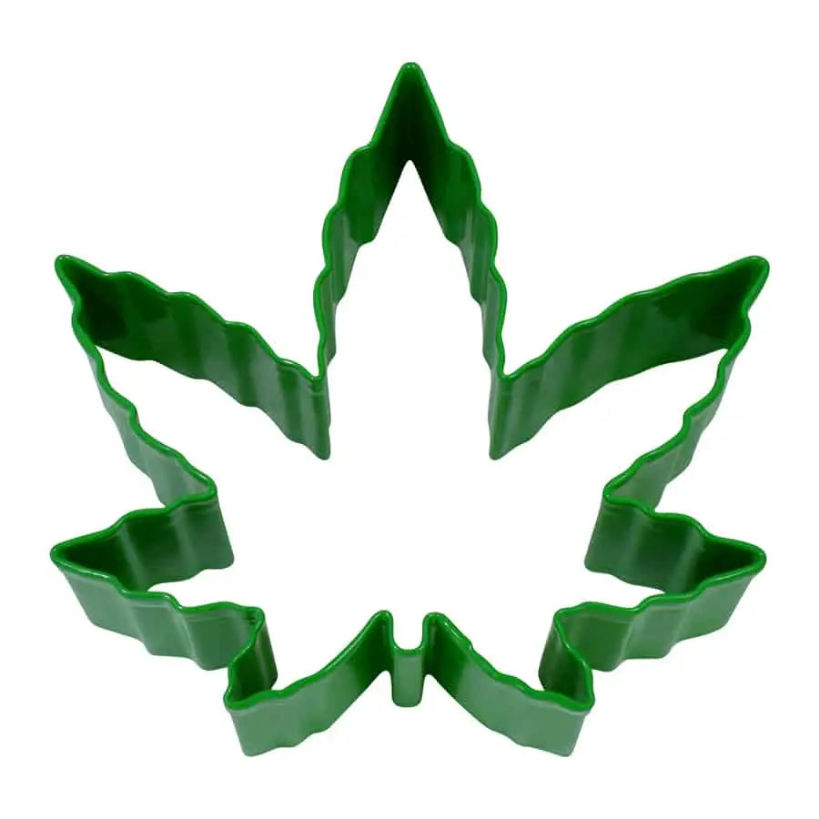 Marijuana Leaf Cookie Cutter, Green Polyresin, 4"- R&M