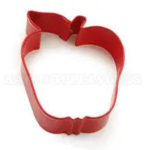 Apple with Leaf Cookie Cutter, Red Polyresin, 2.5"