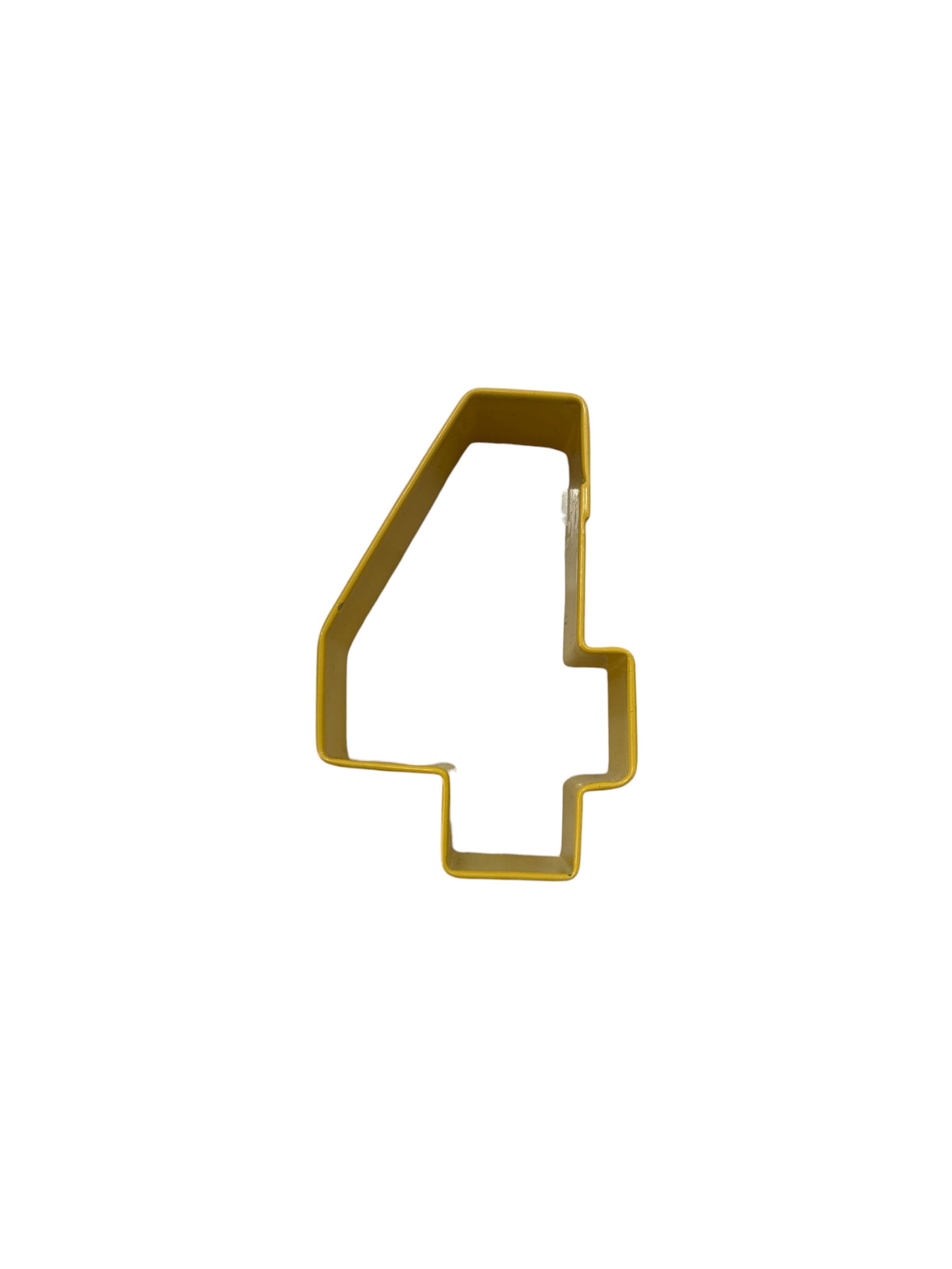 Number 4 Cookie Cutter, Yellow Polyresin, 3"- R&M