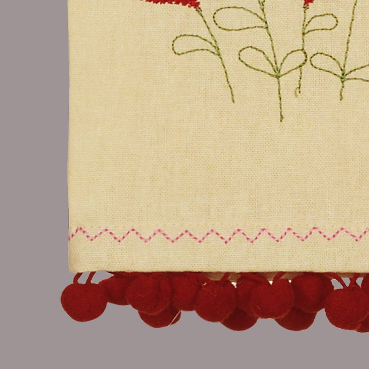 Peking Handicraft - Love Flowers Pompom Embroidered Kitchen Towel