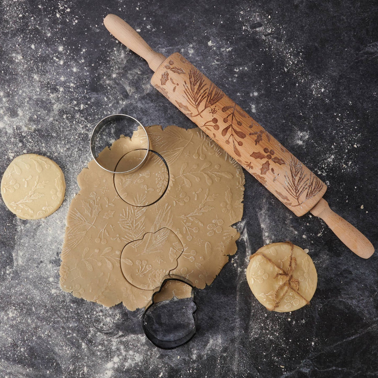 Christmas Greens Large Rolling Pin - Primitives by Kathy