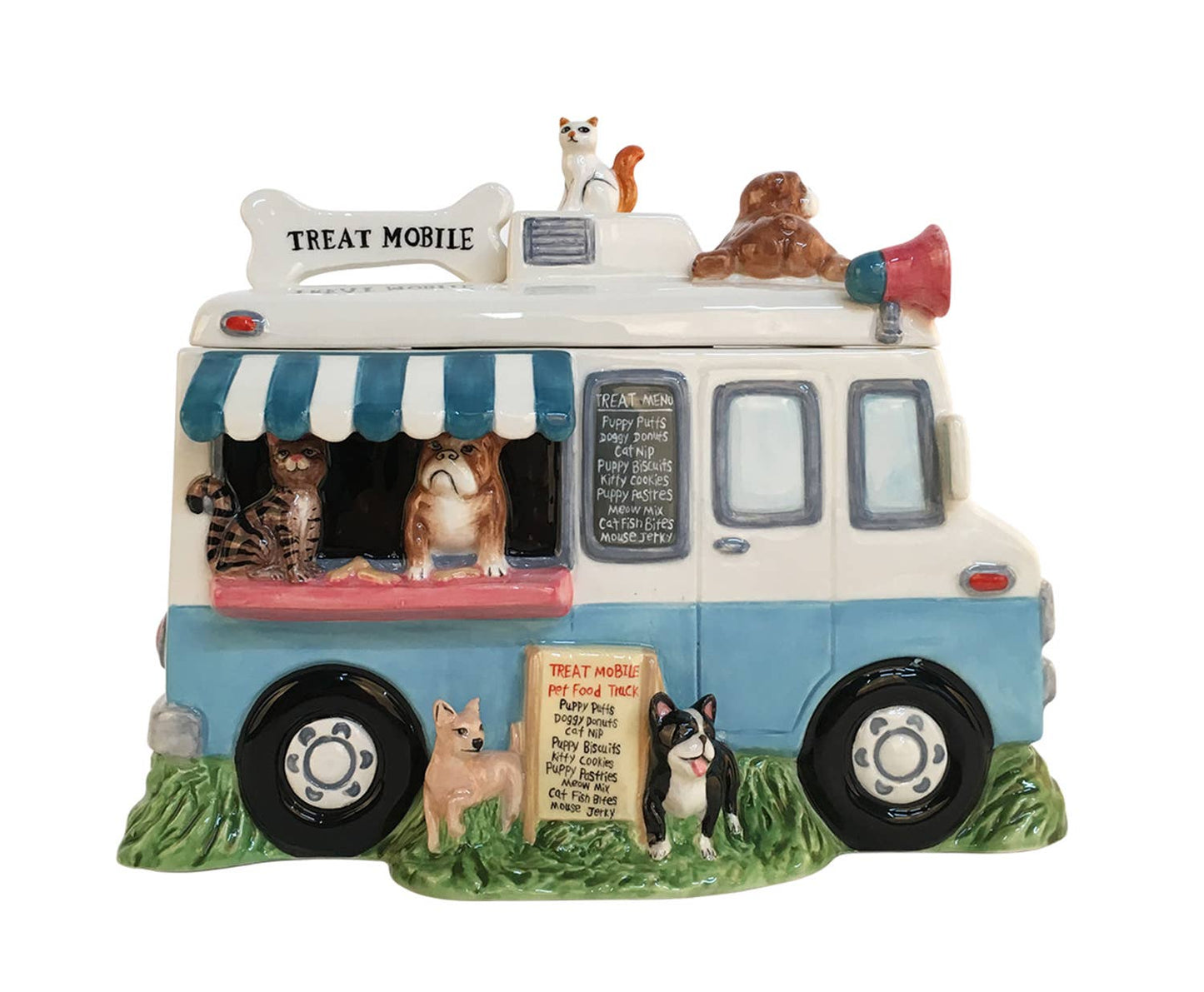 Treat Mobile Pet Food Truck Treat Jar-Blue Sky Clayworks