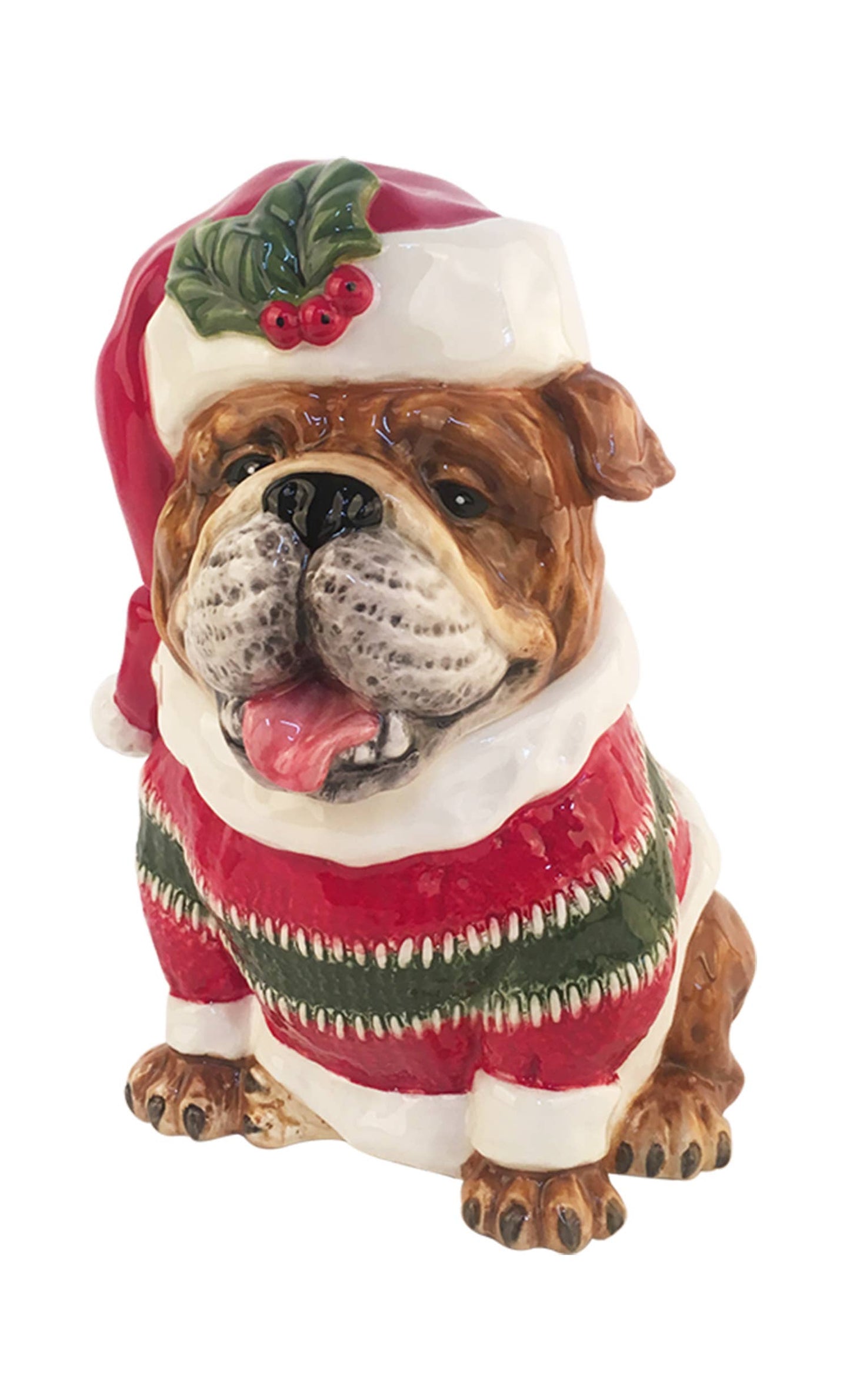 Blue Sky Clayworks - ENGLISH BULLDOG XMAS COOKIE JAR