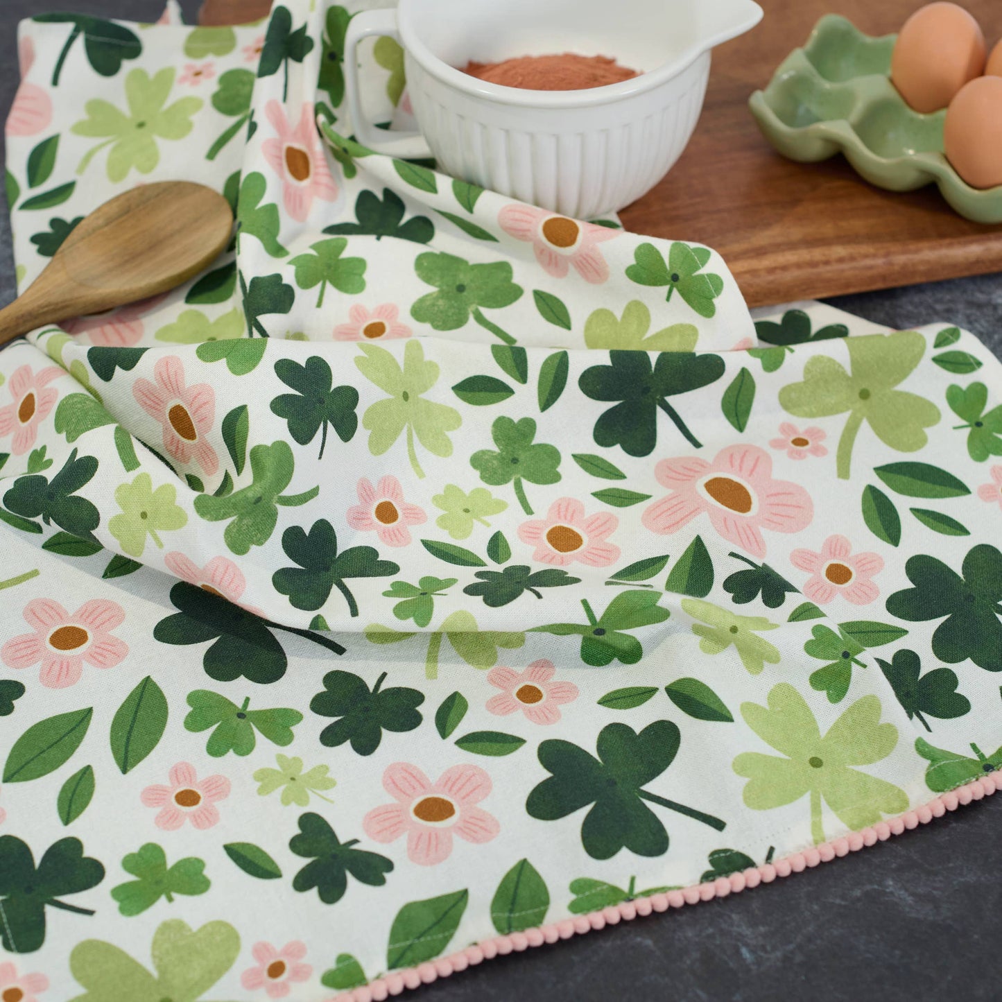 Shamrocks Kitchen Towel - Primitives by Kathy