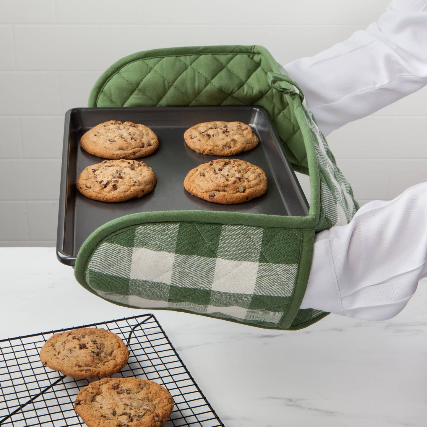 Elm Green Check Double Oven Mitt - Now Designs by Danica
