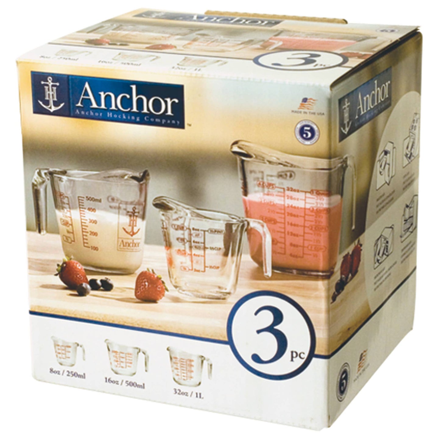 3-Piece Measuring Cup Set- Anchor Hocking