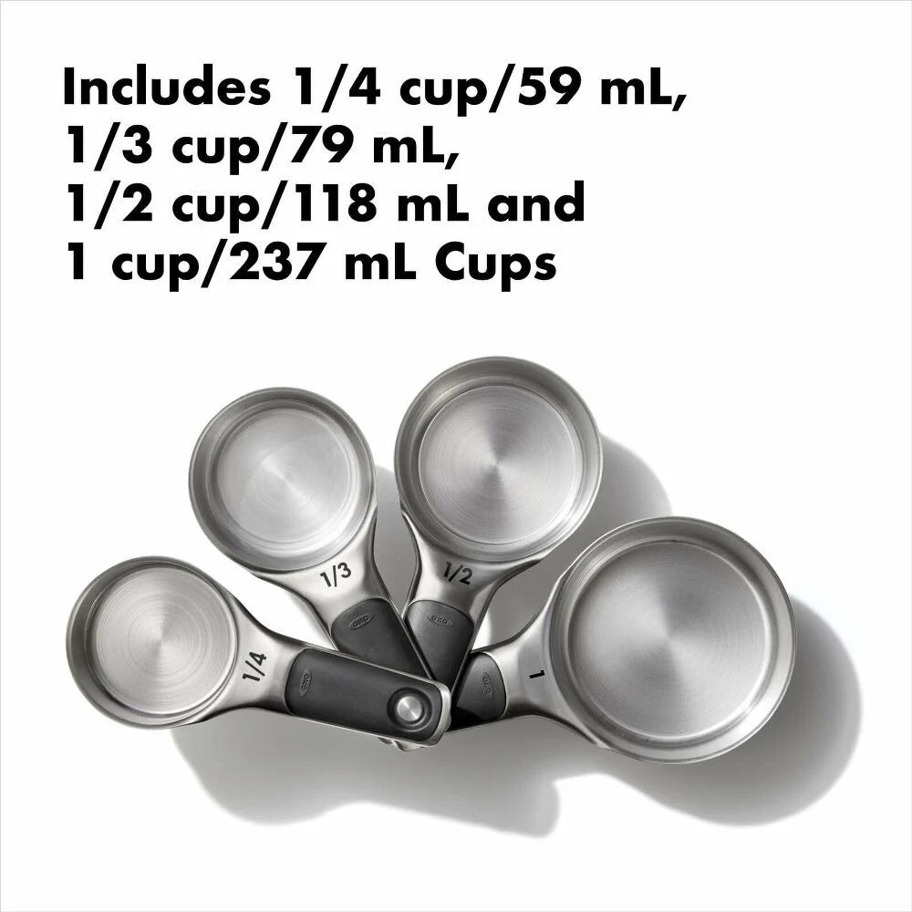 4 Piece Stainless Steel Measuring Cup Set, 1/4 c, 1/3 c, 1/2 c, 1 c- OXO