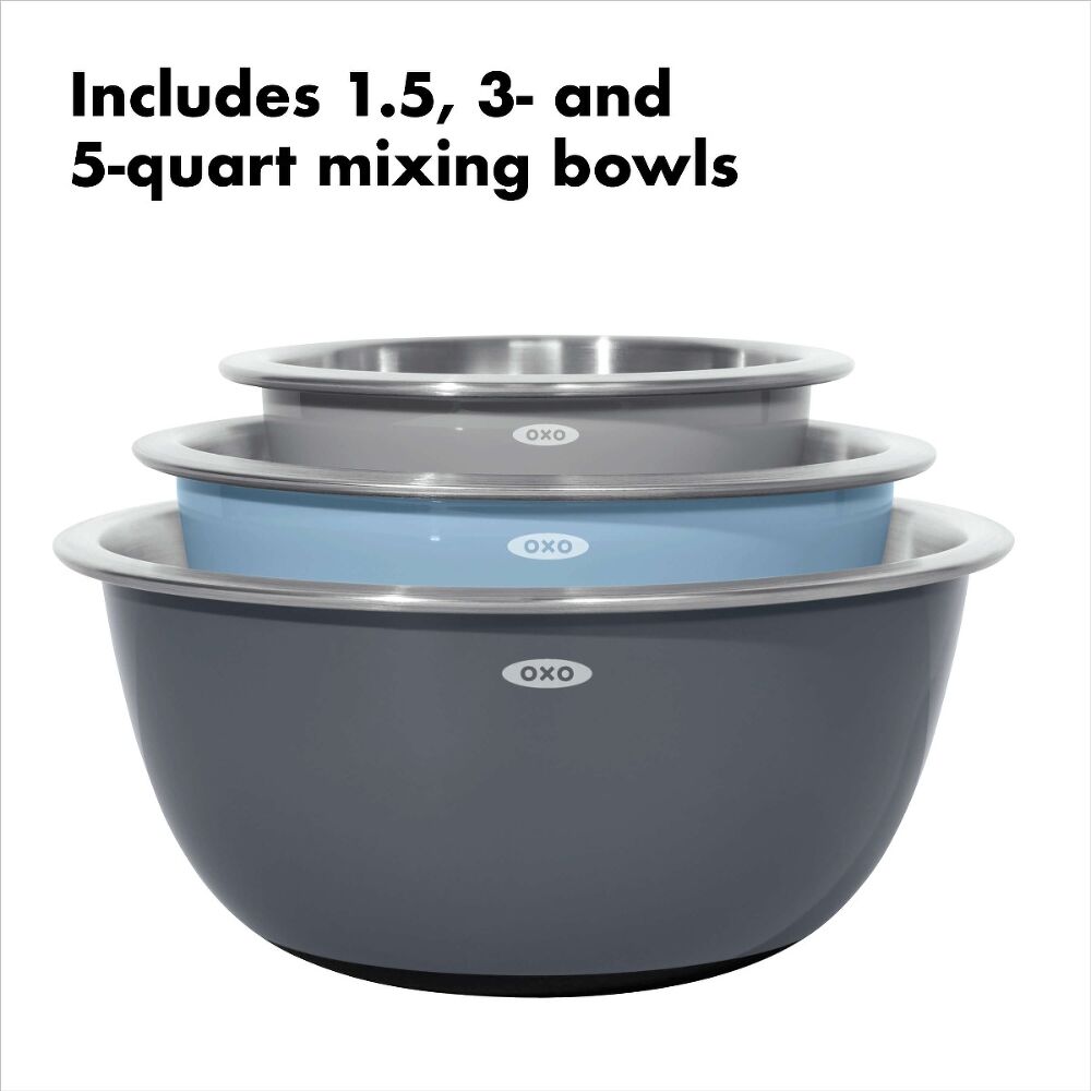Stainless Steel Mixing Bowl, nesting 1.5 qt, 3 qt, 5 qt- OXO