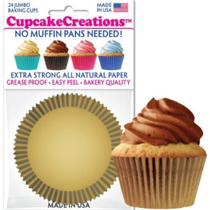 Jumbo Gold Baking Cups, 20 count- Cupcake Creations