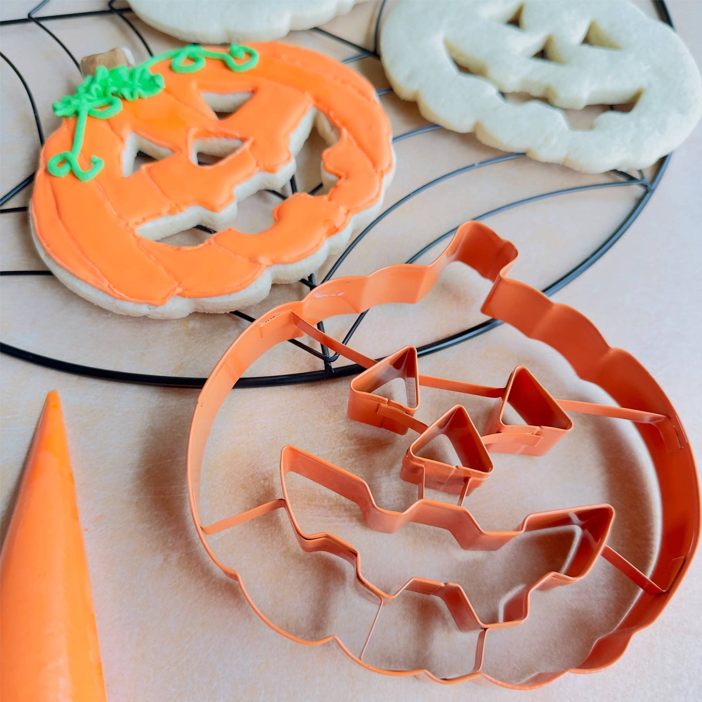 Jack-O-Lantern W/ Cutouts Cookie Cutter (Orange, 5.75")