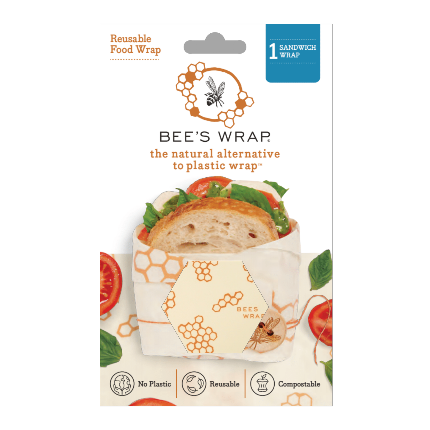 Honeycomb Print Sandwich Wrap- Bee’s Wrap® Beeswax Reusable Bread Wrap