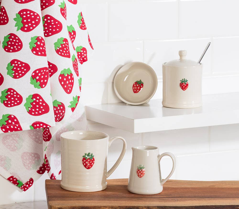 Covered Jam Jar with Strawberry-4"H(7oz)- Abbott