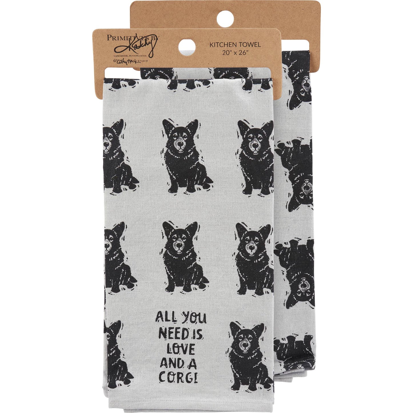 Love And A Corgi Kitchen Towel - Primitives by Kathy