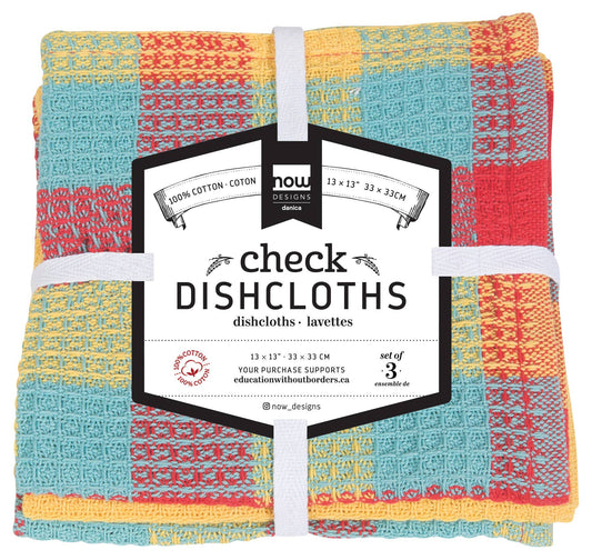Check Lemon Yellow Waffle Dishcloths Set of 3 - Now Designs by Danica