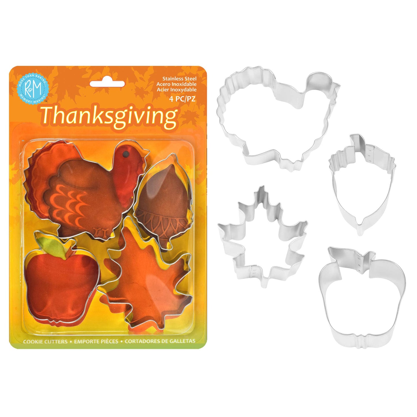 Thanksgiving 4 PC S/S Cookie Cutter Set Carded