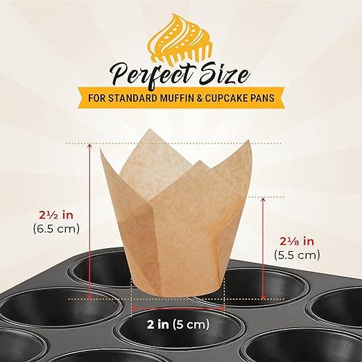 25 Natural Brown Parchment Tulip Cupcake Liners, 25 count