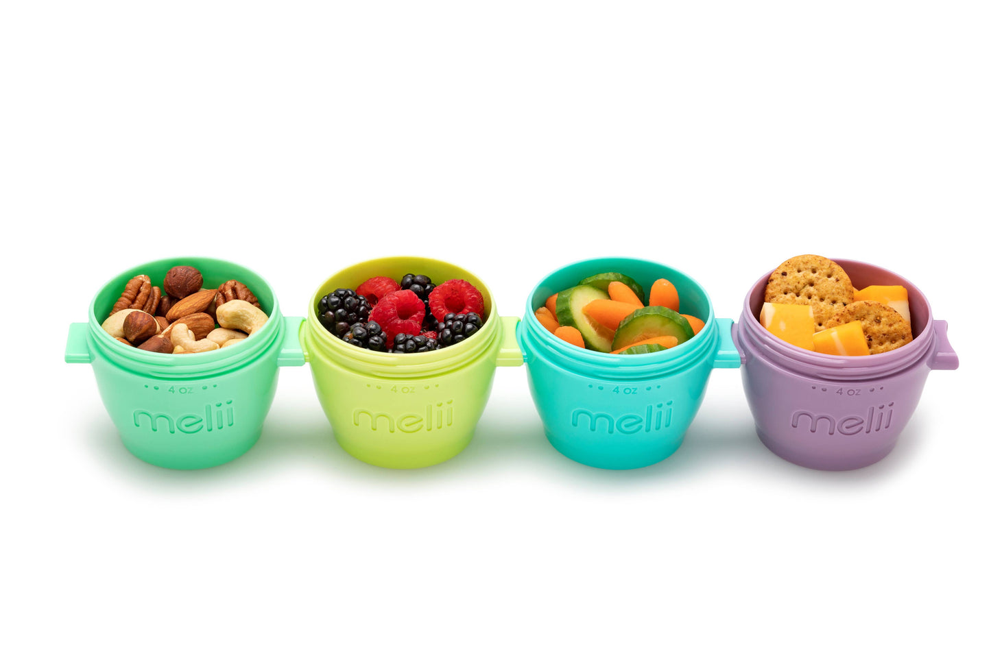 melii - 4oz Snap & Go Pods - 4 Freezer & Snack Containers