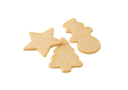Variety Pack Sugar Cut Out Dough- 1 Doz Stars, 1 Doz Tree, 1 Doz Snowman