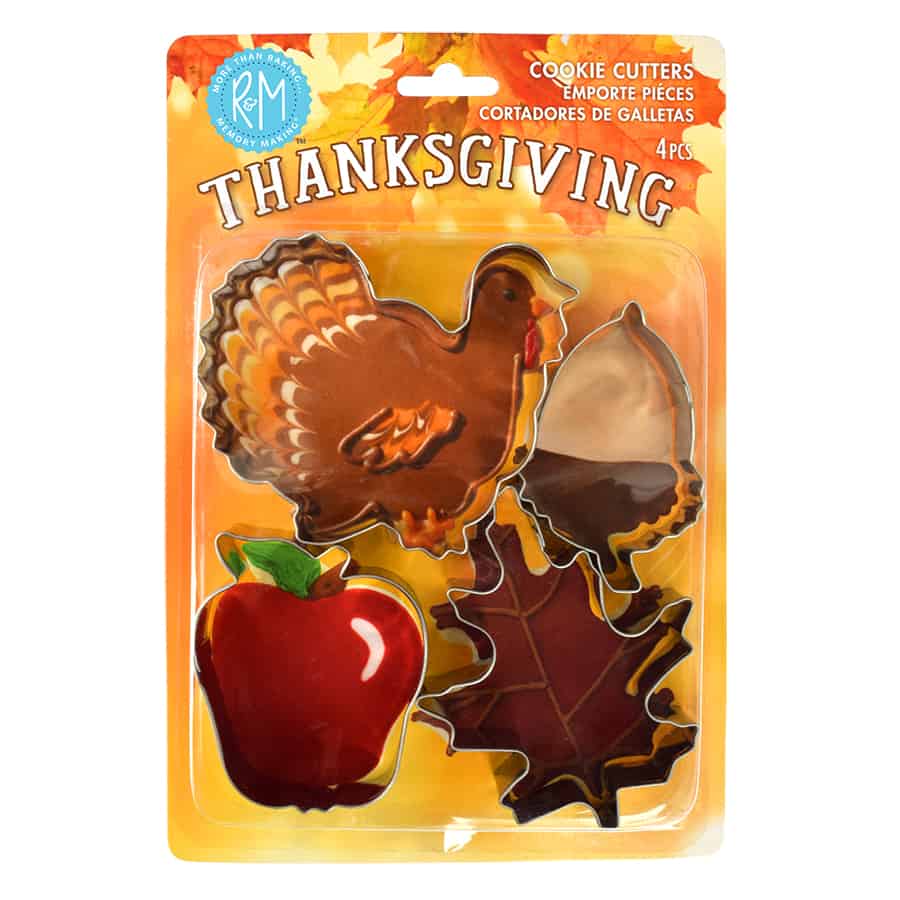 Thanksgiving 4 PC S/S Cookie Cutter Set Carded
