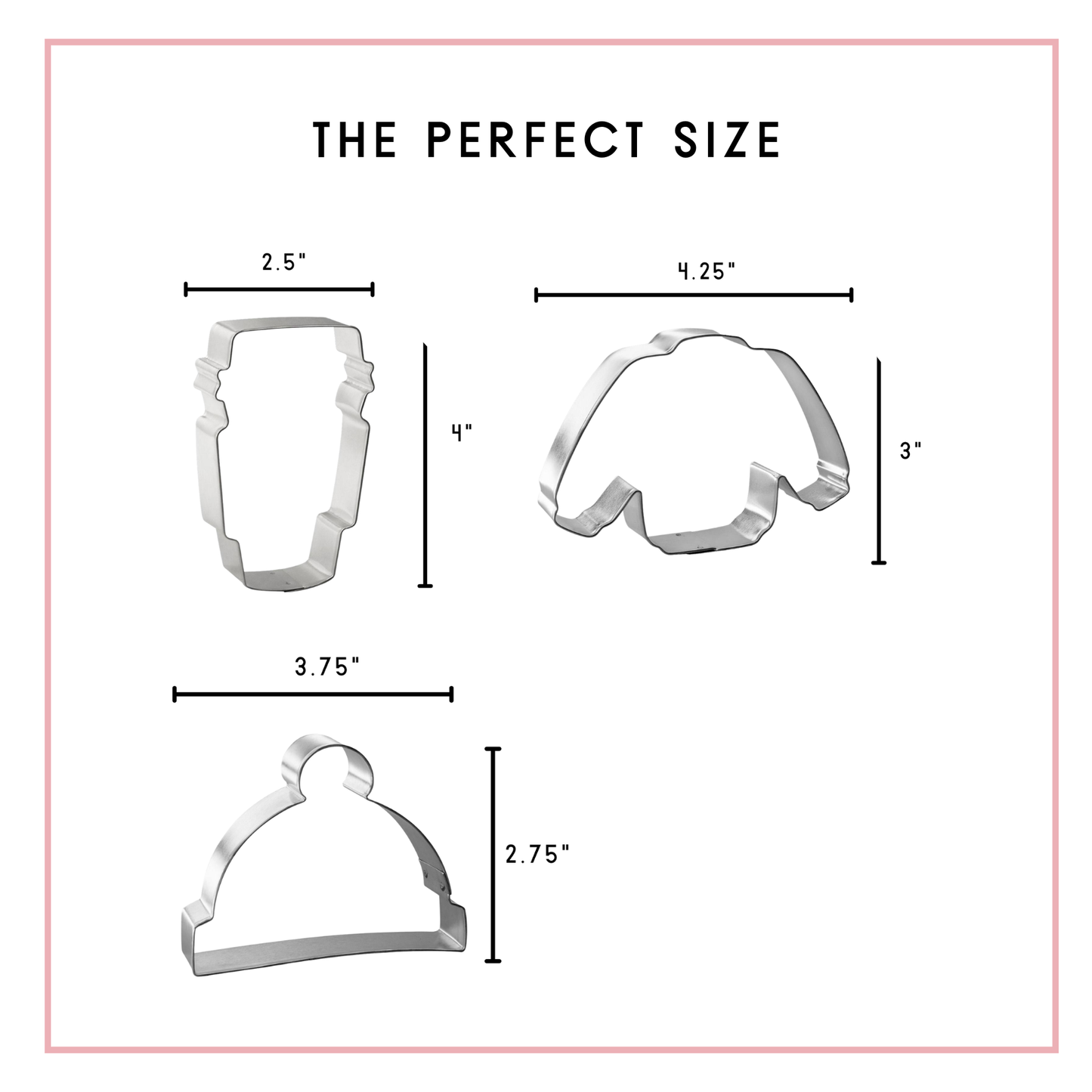 Winter Sweater Latte Cap Cookie Cutter 3 Pc Set