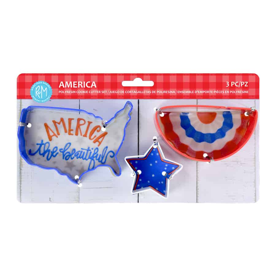 America 3 PC Color Cookie Cutter Carded Set- R&M