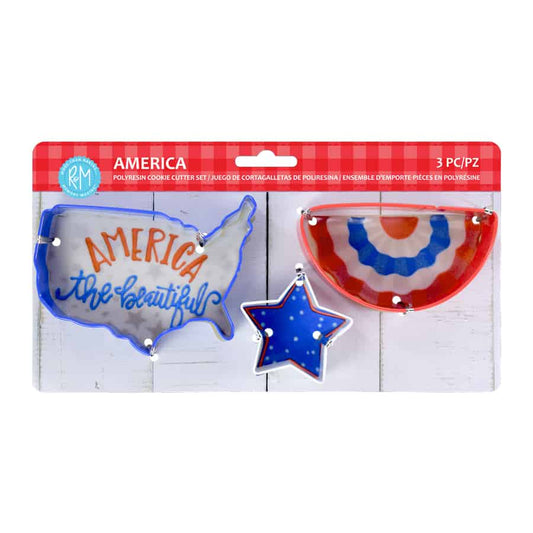 America 3 PC Color Cookie Cutter Carded Set- R&M