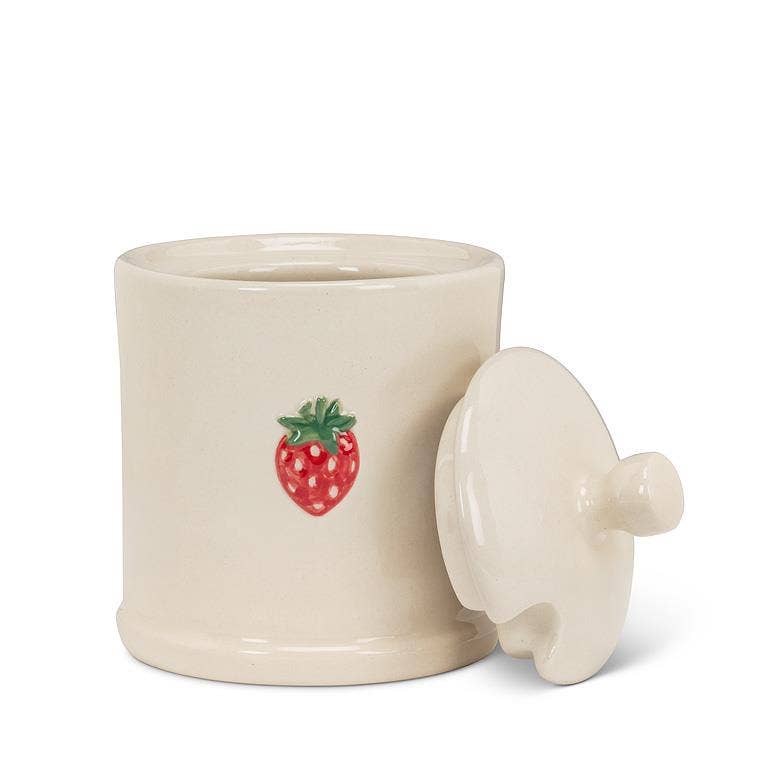 Covered Jam Jar with Strawberry-4"H(7oz)- Abbott