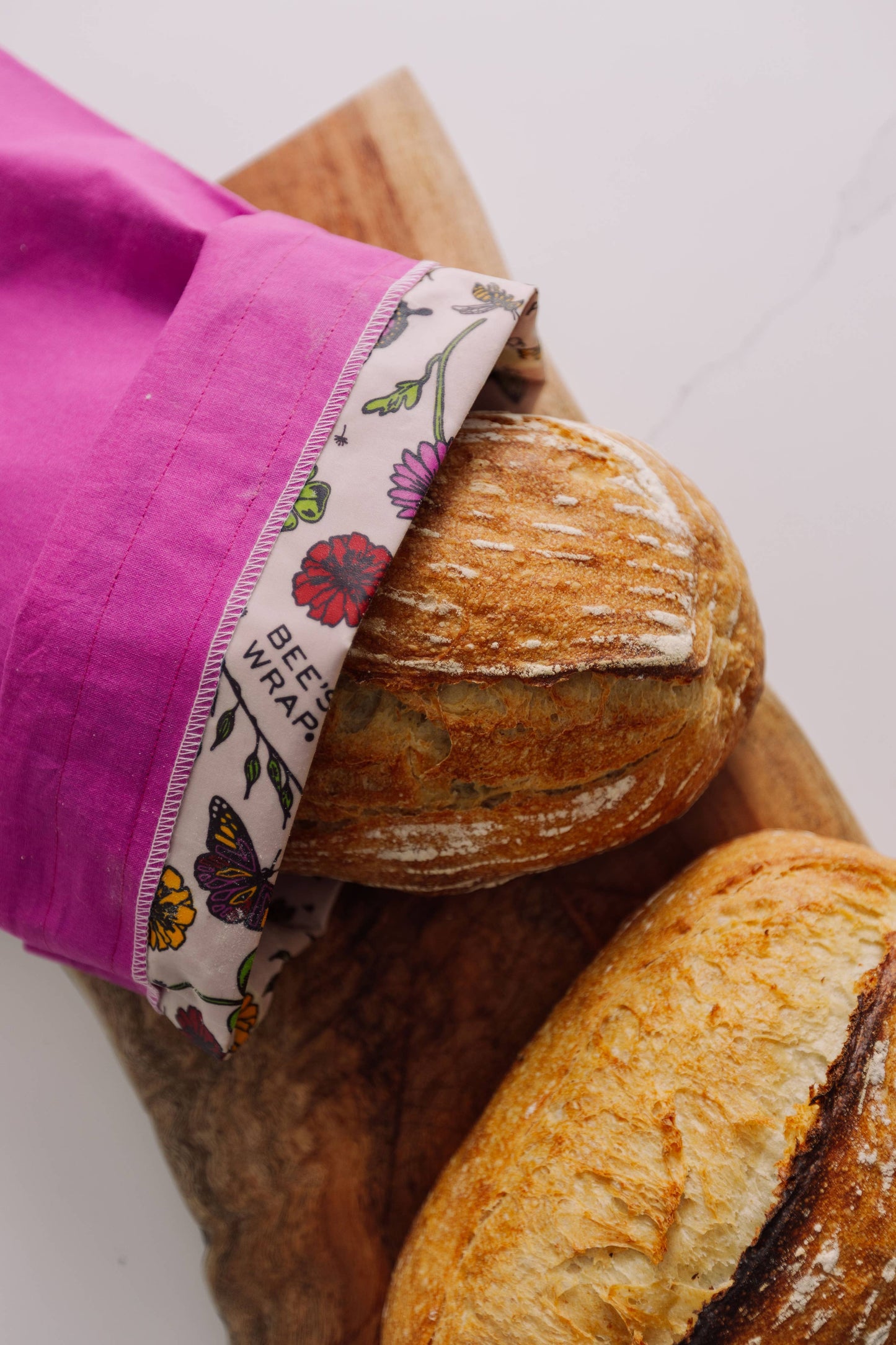 Meadow Magic, Magenta - Bee’s Wrap® Beeswax Lined Artisan Bread Bag