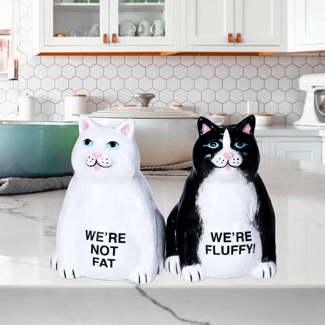 Not Fat Cats Salt and Pepper Shaker Set - Pacific Trading