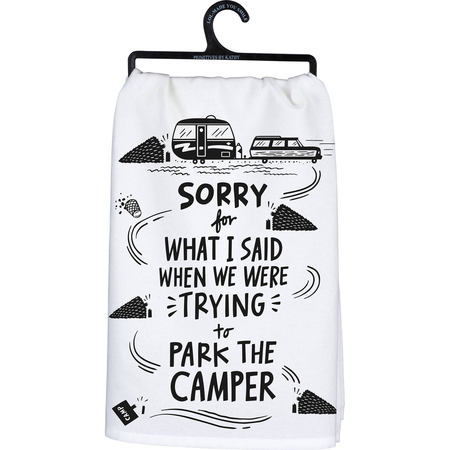 We Were Trying To Park The Camper Kitchen Towel - Primitives by Kathy