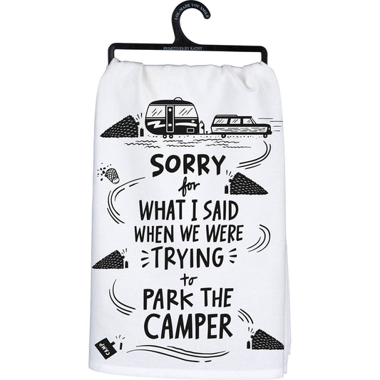 We Were Trying To Park The Camper Kitchen Towel - Primitives by Kathy