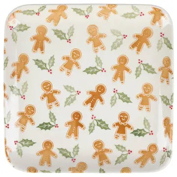 Gingerbread Man Dessert Tray, 8.5" x 8.5"- Primitives by Kathy