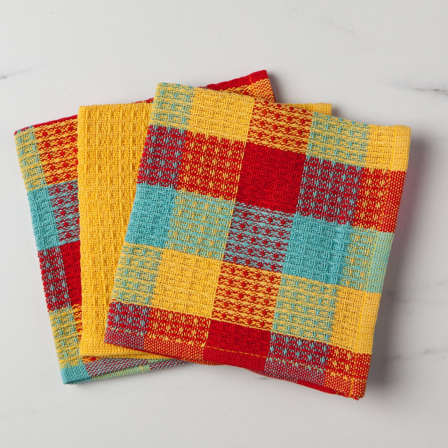 Check Lemon Yellow Waffle Dishcloths Set of 3 - Now Designs by Danica