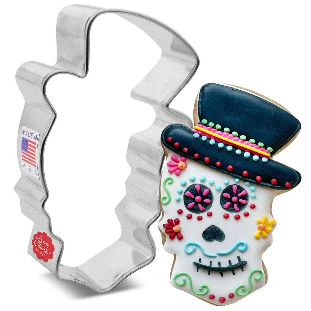 Sugar Skull with Top Hat Cookie Cutter (3.82")- Ann Clark