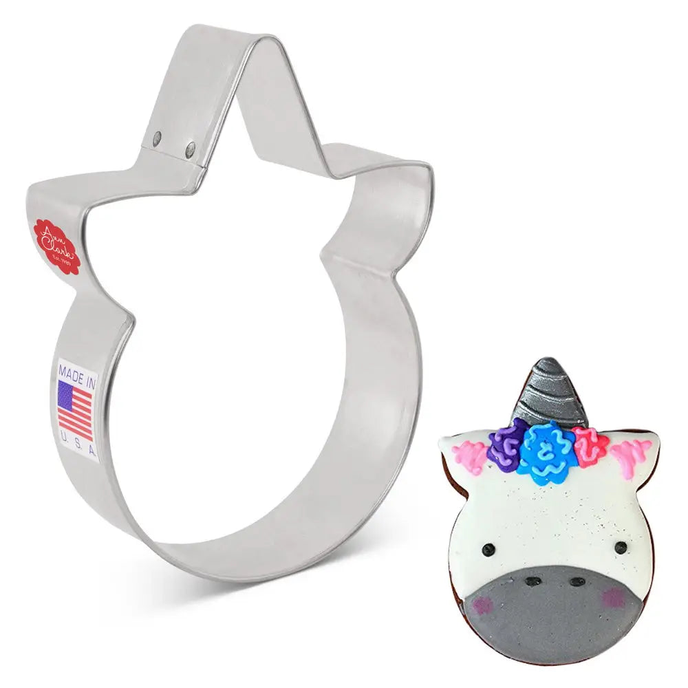 Unicorn Face Cookie Cutter, 3 7/8"- Ann Clark