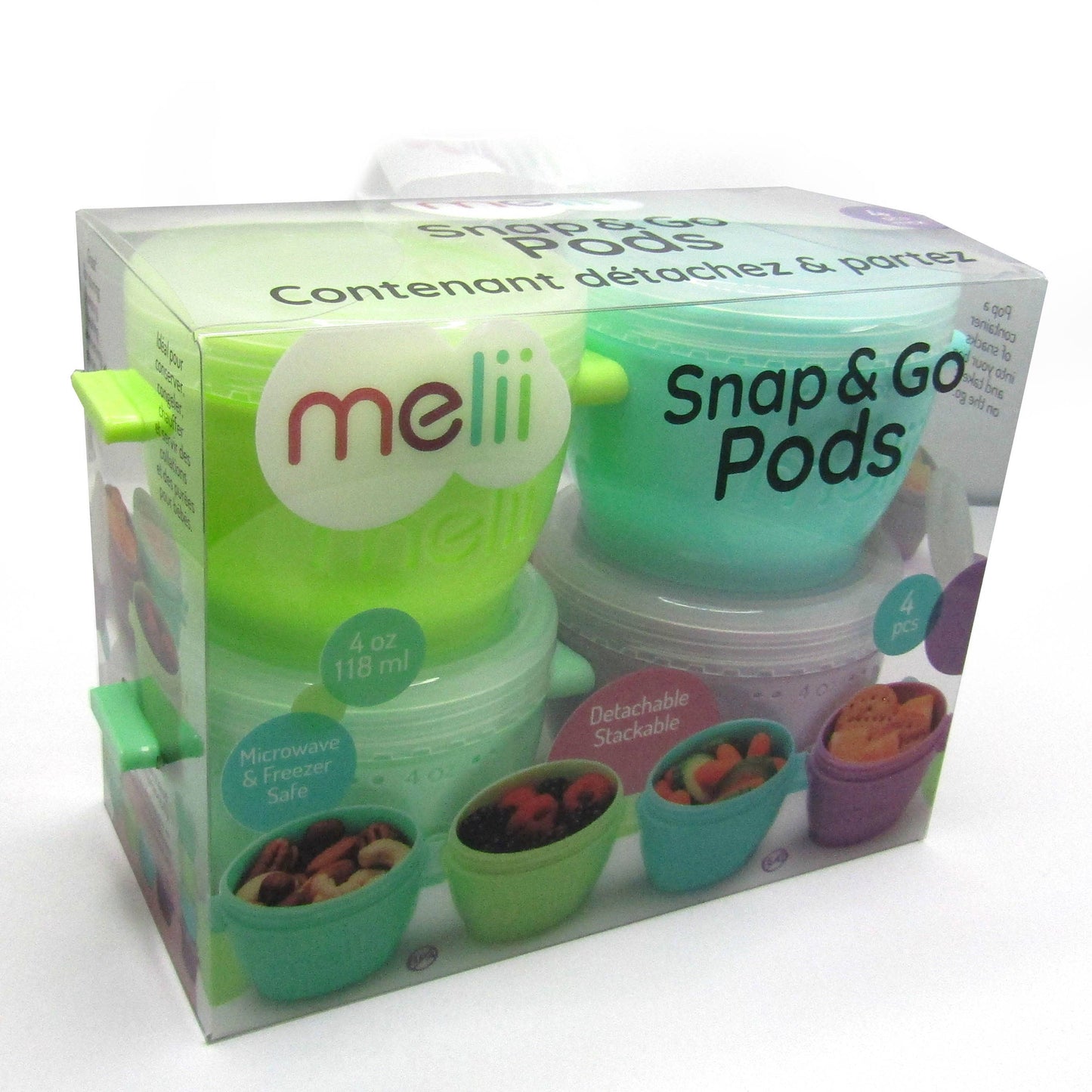 melii - 4oz Snap & Go Pods - 4 Freezer & Snack Containers