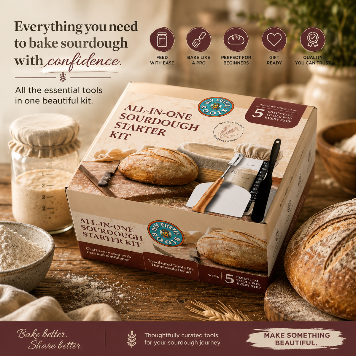 All-in-One Sourdough Starter Kit with Starter - My Rustic Roots