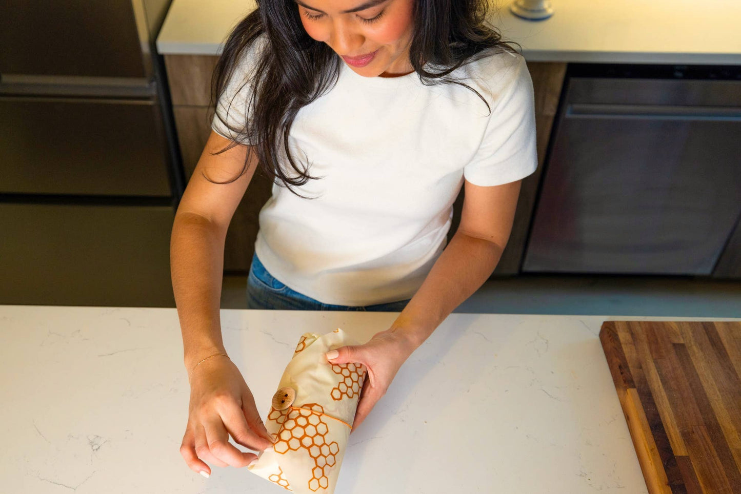 Honeycomb Print Sandwich Wrap- Bee’s Wrap® Beeswax Reusable Bread Wrap