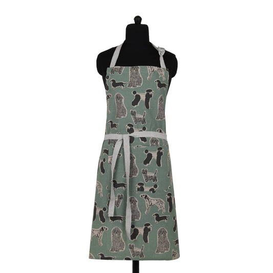 Dog Print Standard Tie Apron - Aqua Storm - Raine & Humble