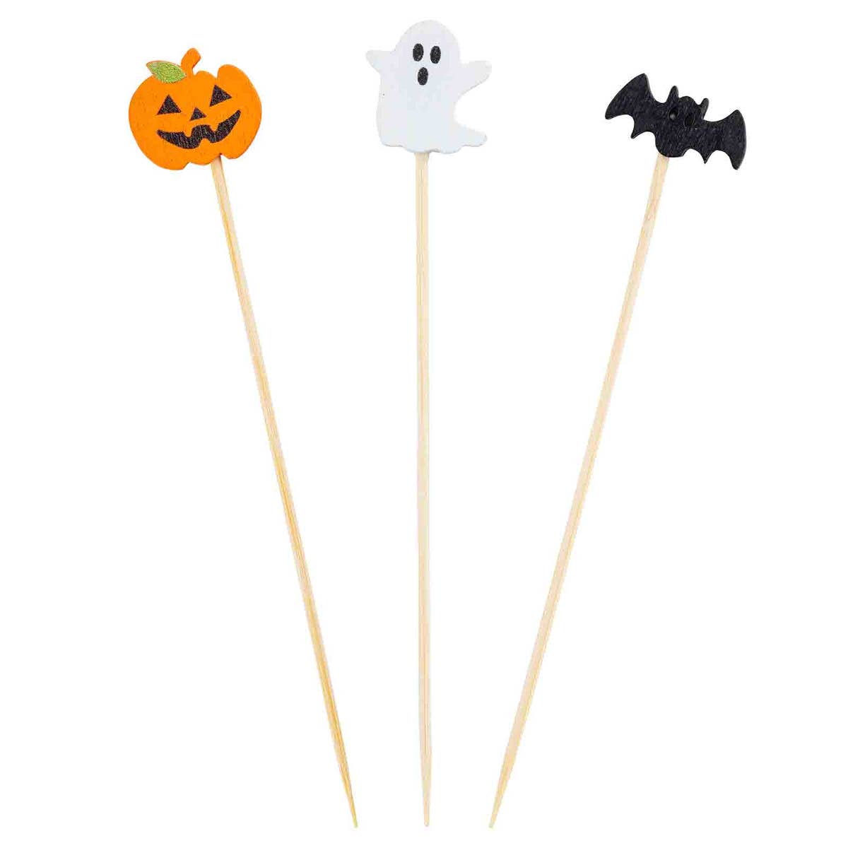 25 Pumpkin, Ghost, & Bat Decorative Picks, 4.5”- (Pack of 25)