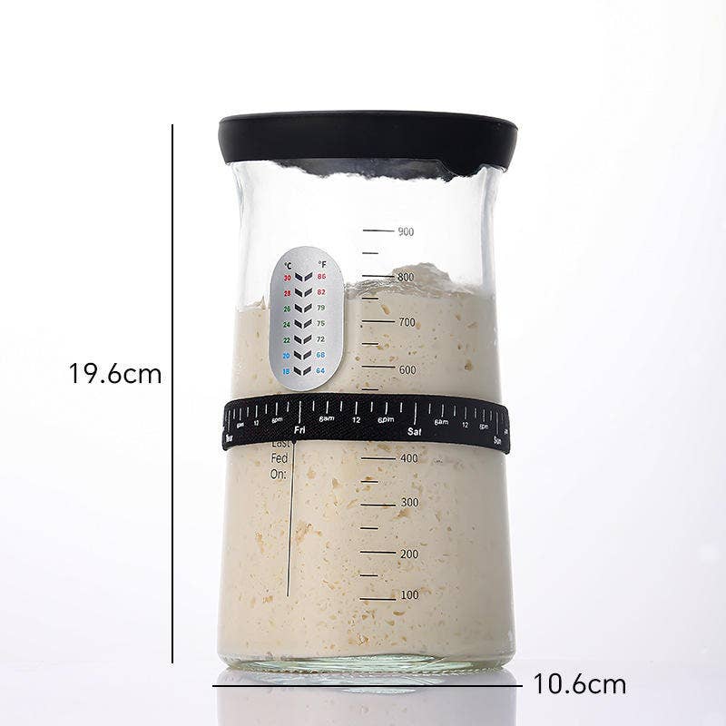 My Rustic Roots - 34oz Sourdough Starter Jar Kit, Feeding Tracker, Temperature