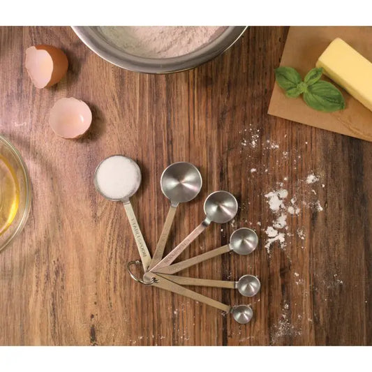 6 Piece Measuring Spoon Set, Stainless Steel- Mrs. Anderson