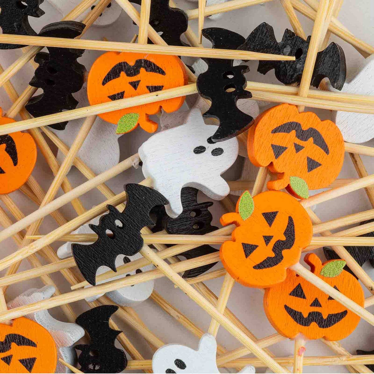 25 Pumpkin, Ghost, & Bat Decorative Picks, 4.5”- (Pack of 25)