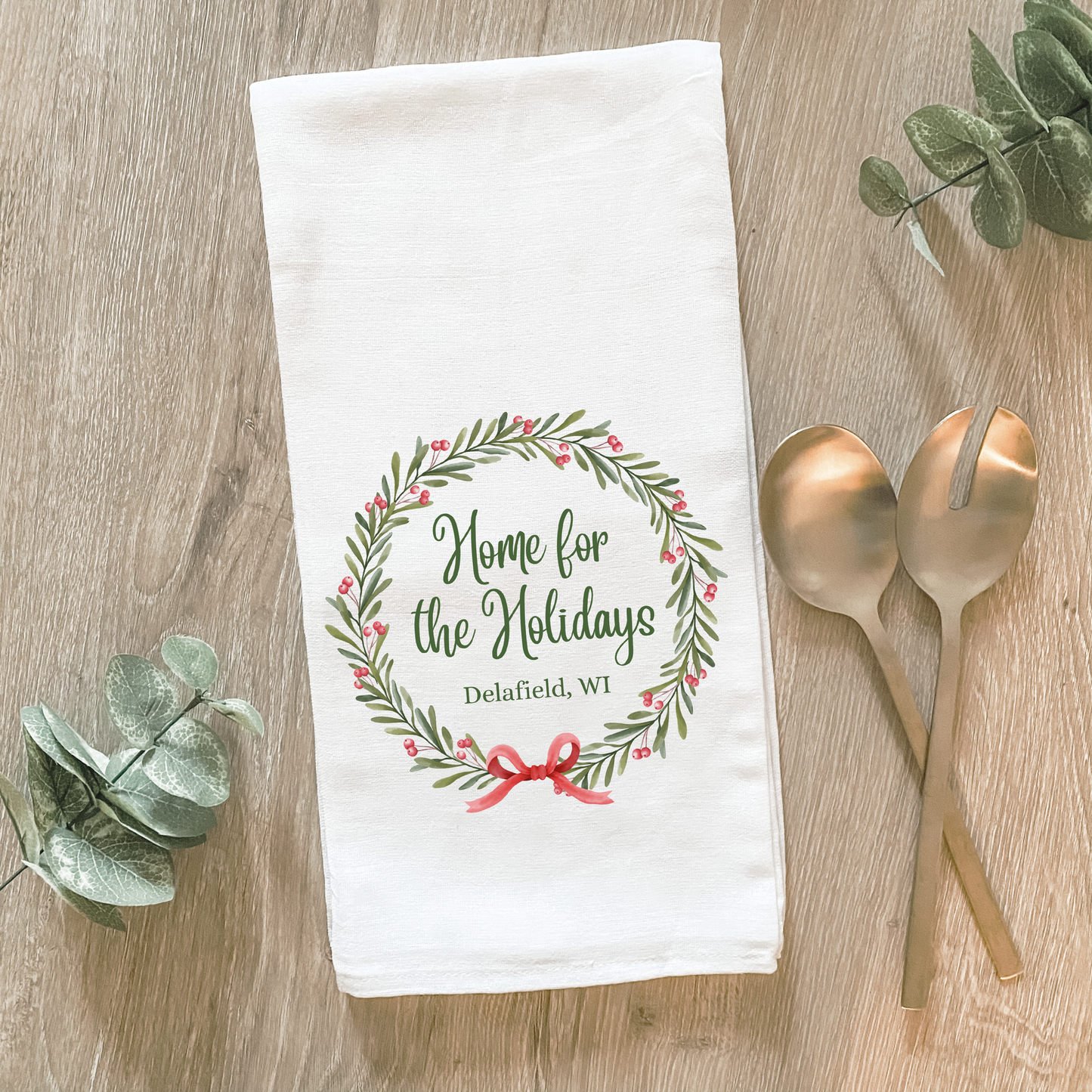 Cedarburg, WI Home For The Holidays City State - Cotton Tea Towel