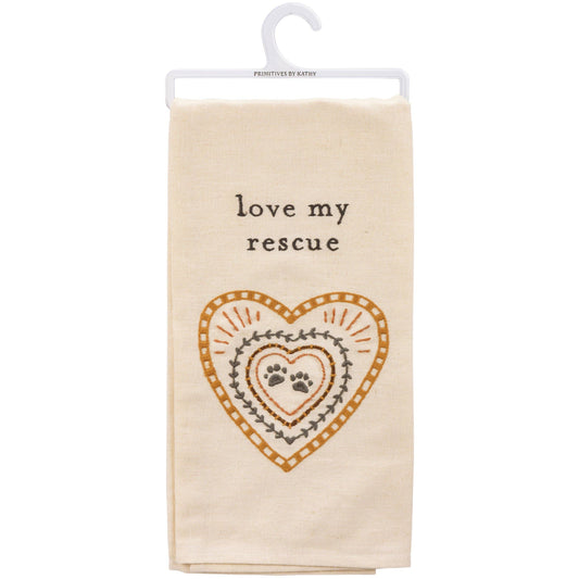 Love My Rescue Kitchen Towel- Primitives by Kathy