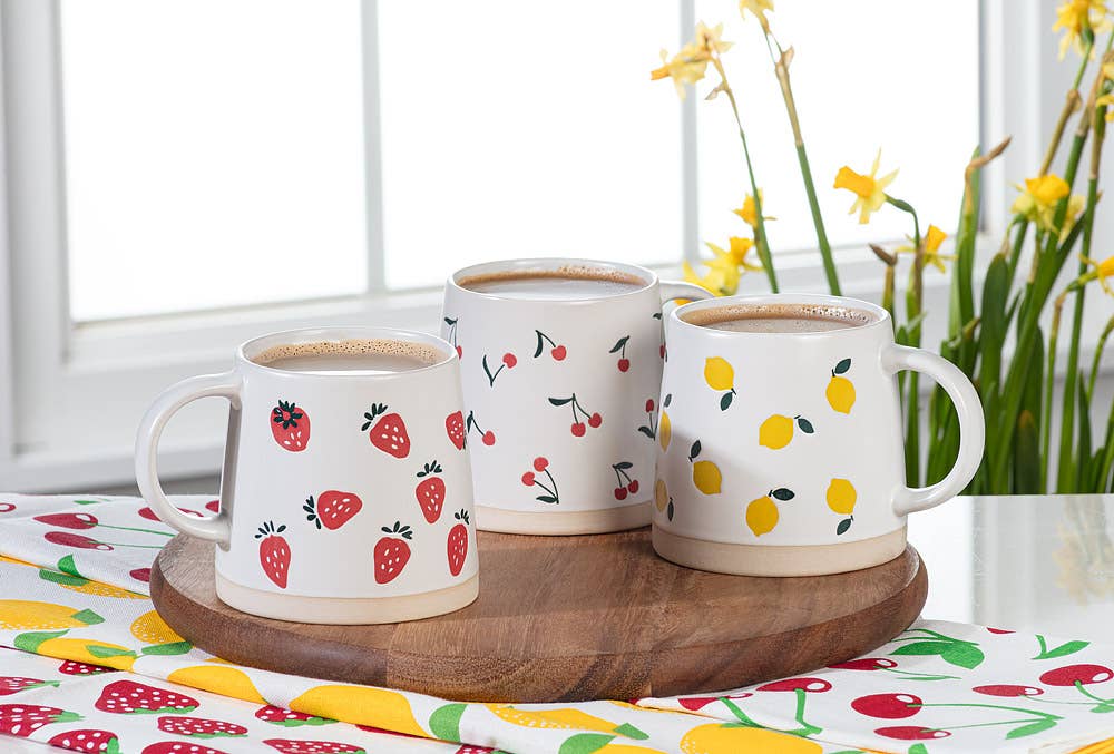 Wide Base Mug with Strawberries-3.5"H(14oz)- Abbott