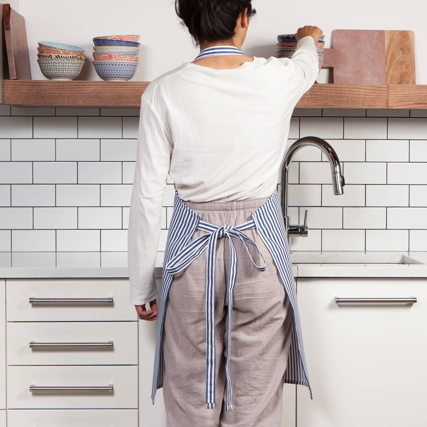 Narrow Royal Blue Stripe Chef Apron- Now Designs by Danica